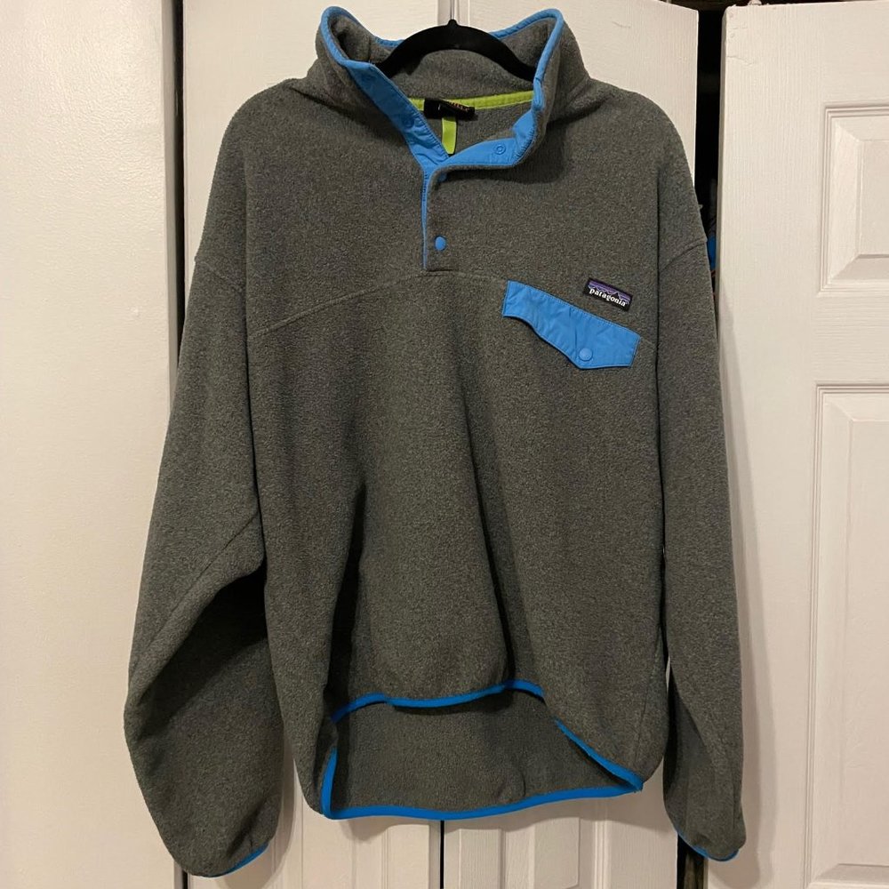 Patagonia Synchilla Grey Fleece Pullover 1/4 Snap 100% Polyester Mens Size Large